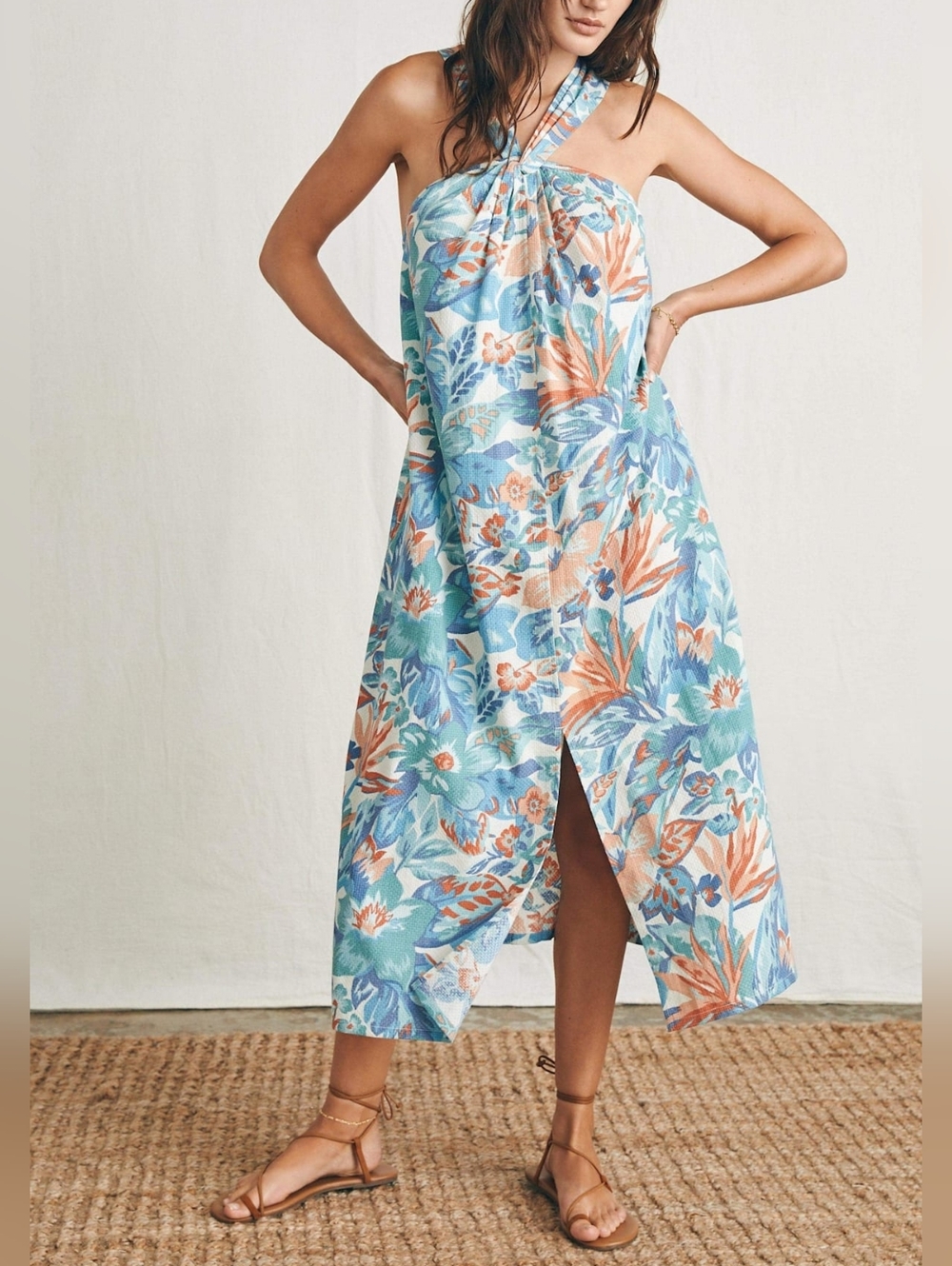 NEW FAHERTY | $198 Bay Twist Halter Summer Dress L/XL - Picture 8 of 10